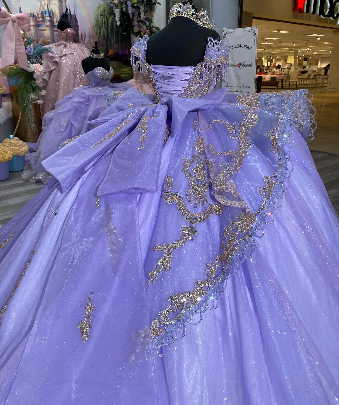 Off Shoulder Lace Beaded Lilac Quinceanera Dresses Corset Party Gowns for Sweet 15 HE1307