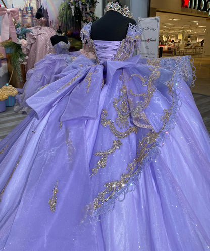Off Shoulder Lace Beaded Lilac Quinceanera Dresses Corset Party Gowns for Sweet 15 HE1307