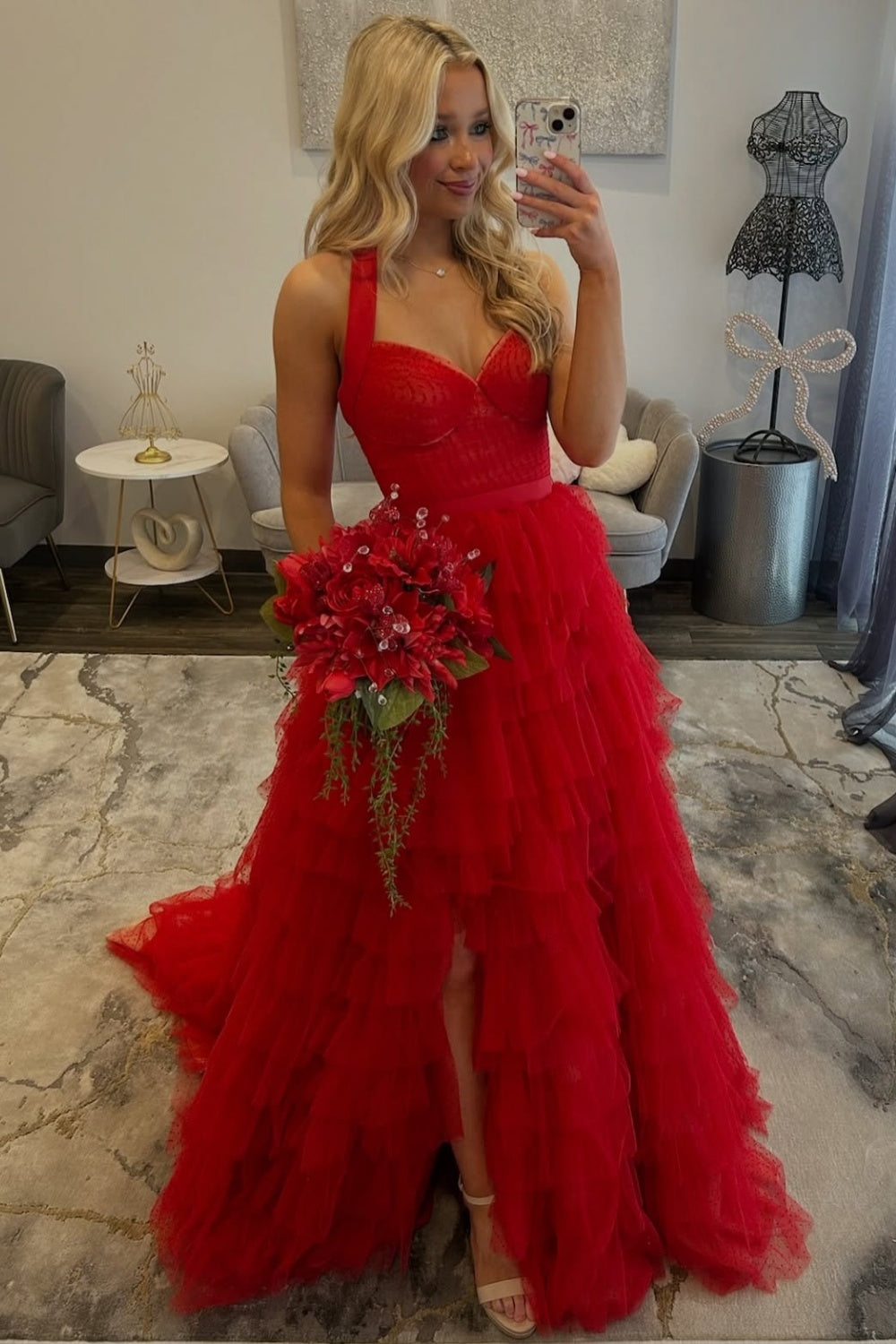 Vestido de noche largo de sirena con un hombro descubierto y lentejuelas brillantes, HE370